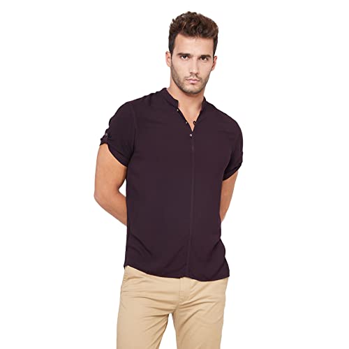 Image of Identiti Short Sleeves Solid Slim Fit 100% Viscose Casual Shirt /Kurta for Men
