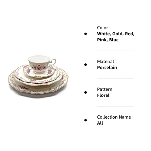 Royalty-Porcelain-Romantic-Bloom-5-Piece-White-and-Gold-Floral-Dinnerware-Set-Gold-Plated-Bone-China-Service-for-1