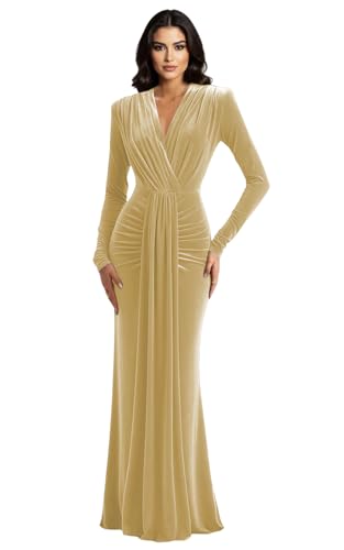 Velvet Mother of The Bride Dresses Long Sleeve Mermaid Prom