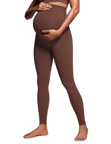 CRZ YOGA Women's Butterluxe Maternity Leggings 28" - Workout Pregnancy Activewear Belly Buttery Soft Support Yoga Pants Coffee Brown 16