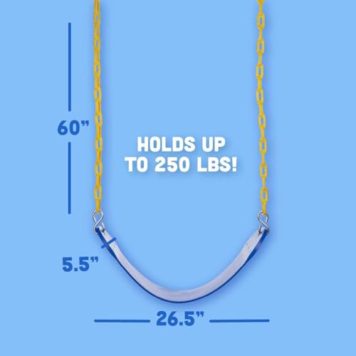 Squirrel Products Heavy Duty Strap Swing Seat - Heavy Duty Swing Seat Replacement and Carabiners for Easy Install - Blue