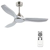 Fanliving 48 Inch High CFM Quiet DC Motor Ceiling Fan with Lights Remote Control, Indoor Modern Ceil