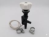 CR-MOESANCO® Mando Grifo Ducha Bajo Mesa con Interruptor 12V/24V para Caravana y Camper, Kit Montaje 17mm con 2 Abrazaderas INOX, Portatubos Universal 8-10mm (Blanco)