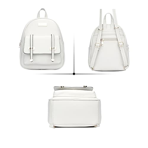 Kkxiu Women Small Backpack Purse Convertible Leather Mini Daypacks Crossbody Shoulder Bag (White) #TOP2