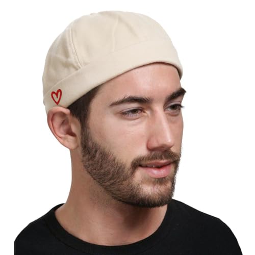 Image of XYIYI Mens Docker Cap Brimless Hats Skullcap Worker Sailor Cap Rolled Cuff Retro Beanie Hat
