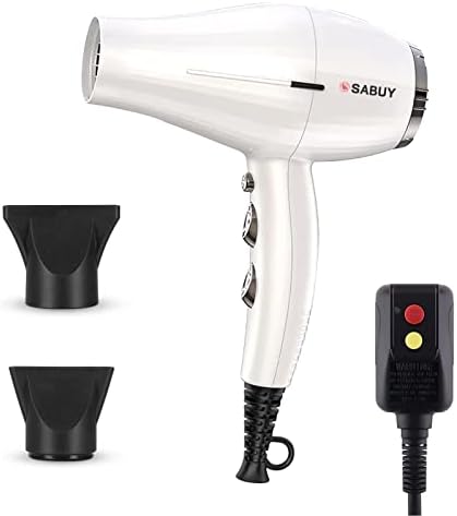 Professional Salon Hair Dryer,2200W Negative Ionic Medium Blow Dryer Low Noise for Fast Drying,AC Motor with 2 Concentrator Nozzle for Constant Temperature Protecting Hair Damage -White