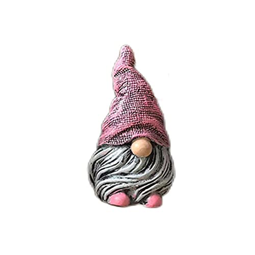 MOOCOCO Gnomes Ornament Resin Statues Mini Dwarf Figurine for Desk Outdoor Garden Patio Porch Lawn Home Decor Sculpture (Pink)