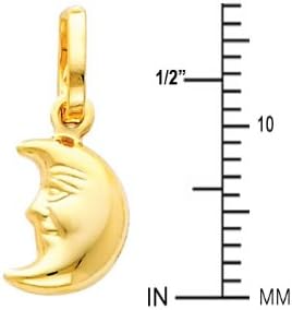 14k REAL Yellow Gold Half Moon Face Charm Pendant - Image 2
