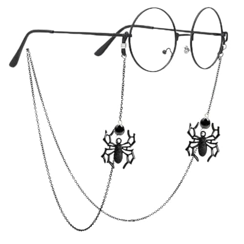 Image of Glasses Chain for Women Black Goth Spider & Mask Pendant Eyeglass Strap Holder Halloween