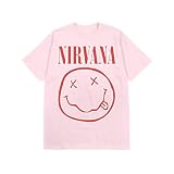 Nirvana T Shirt for Men & Women Smiles Pink Graphic Crew Neck, Short Sleeve Tee - Retro Style Tshirts