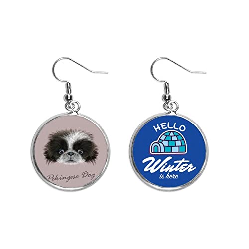 Pendientes Pekines Blanco Negro Joyería Animal de Gota
