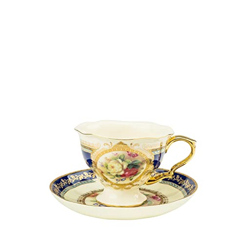 Royalty Porcelain 24-Pc Tea Cake Set 'Britten' For 6, Porcelain (Blue) #TOP3