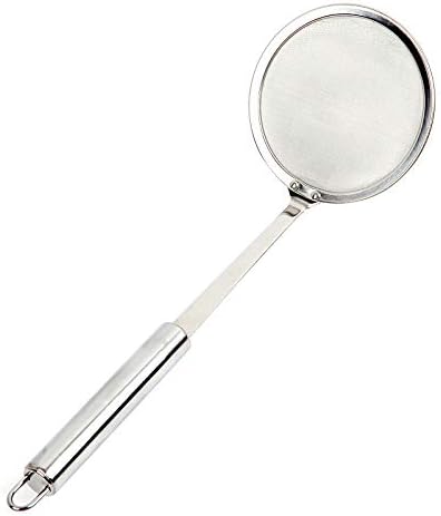 Fat Skimmer Spoon, Stainless Steel Fine Mesh Strainer Hot Pot Foam Grease Oil Skimming (Dia 5.5 Inch)