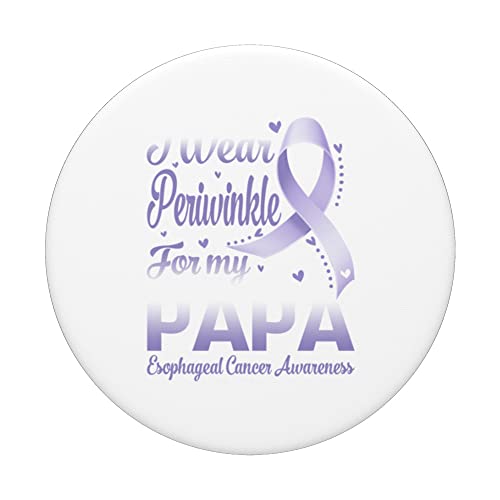 I Wear Periwinkle For My Papa Esophageal Cancer Awareness PopSockets Swappable PopGrip, Black - Image 3