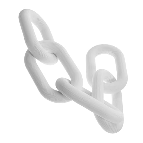 Baluue Wooden Knot Chain Ornament White Rustic Wood Decor for Living Table Festival Decoration Handcrafted Five- Accent for Coffee Table and Bookshelf