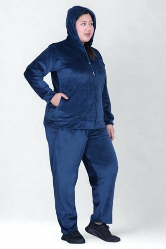 Image of CUPID Regular Fit Velvet Track Suit for Woman, Winter Wear Velvet Night Suit Set with Pockets for Sports, Night, Jogging, Daily Gym Wear L to 5XL