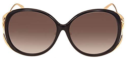 Gucci Gg 0226 Sk- 001 Black / Grey Gold Sunglasses #TOP1