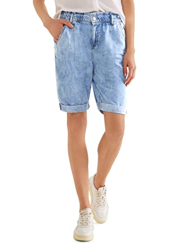 STREET ONE Damen A376530 Denim Bermuda, Indigo Random Bleach, 32W EU