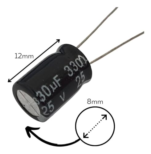 Capacitor Eletrolítico 330uF 25V - Kit 10 Peças