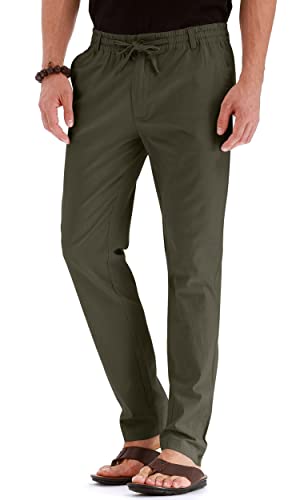 Pantalon ample en lin avec taille élastique ajustable pour homme - 3