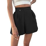 Shorts for Women Shorts Women Plus Size Womens Casual Solid Color High Waist Elastic A Line Wide Leg