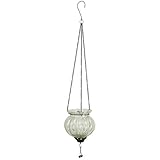 HomArt 9621-0 Naya Hanging Tealight Holder with Tassel, 18-inch Height, Glass and Metal