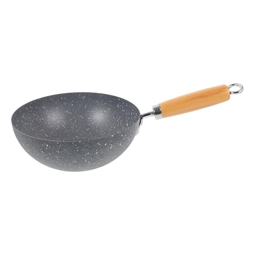 Abaodam Small 20cm Marble Pattern Nonstick Frying Pan Iron Wok for Gas Stove Kitchen Cookware Everyday Stir-Fry Pan