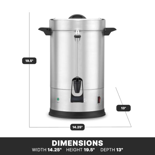 Image of Waring Coffee Urn with 55 Cup Capacity Stainless Steel Electric Percolator | 55 Cup Capacity Stainless Steel Electric Percolator, Dual Heater System for Commercial Kitchens & Catering, NSF Certified