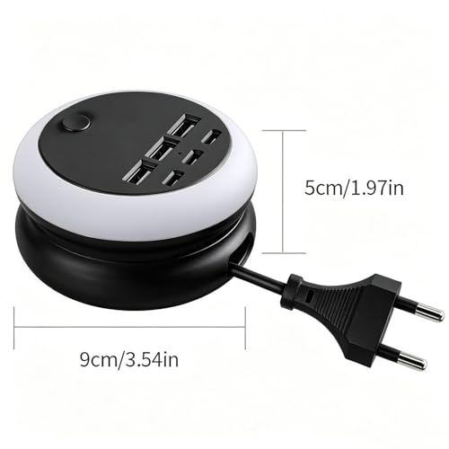 Chargeur USB multiport ajustable avec veilleuse LED et système de rangement - 6