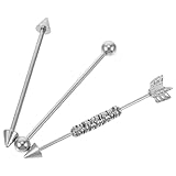 Amosfun Pendientes de Botón de Acero Inoxidable, Barra Industrial Diseño de Flecha, Set de 3 Piezas para Mujer, Joyería Piercing Oreja Cartílago, Accesorios para Uso Diario y Fiestas