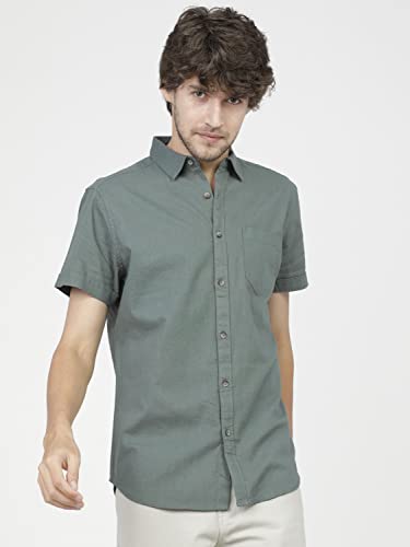 Image of Ketch Men's Cotton Slim Fit Solid Half Sleeve Shirt