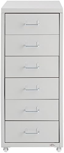 TecTake Metal filing cabinet on casters office storage pedestal cupboard with 6 drawers