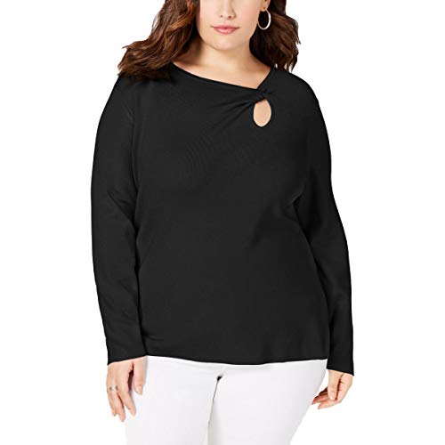 INC Plus Size Twist-Front Long-Sleeve Sweater