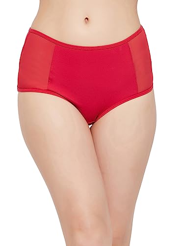 Image of Clovia Women's Cotton High Waist Hipster Panty with Powernet Panels