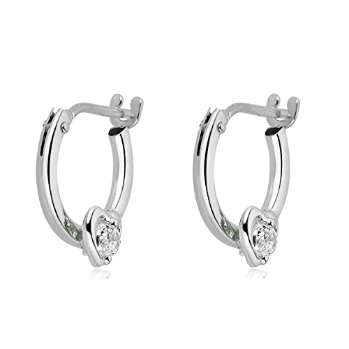 Image of AVORA 10K Gold 10mm Heart Hoop Earrings with Simulated Diamond CZ