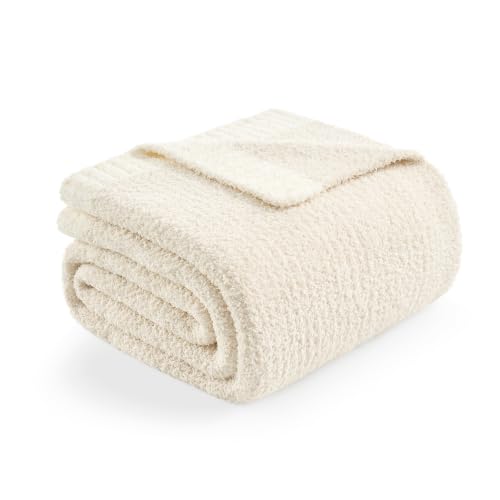 Snuggle Sac Buttery Soft Knitted Throw Blankets, Heather Ivory, 50"x70" by Snuggle Sac - Used condition - CA$55.19