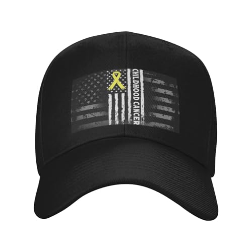 Us Flag Yellow Ribbon Childhood Cancer Awareness Fashionable Casquette Hat Breathable Adjustable Strap for Comfort Style2
