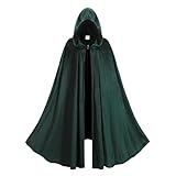 Regenboog Green Renaissance Cloak Men Women,Medieval Renaissance Costume Cloak,Velvet Cape with Hood,43inch