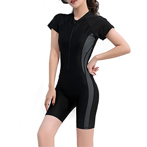 Beachkini Costume intero da Donna Costumi da bagno a Maniche Lunghe e Corte Costume da bagno con Zip frontale Cover