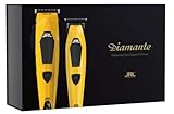 JRL Professional Cordless Hair Clipper & Trimmer Set, Diamante Series – 8200 RPM Brushless Motor, Fade Blade for Fading & Detailing Haircuts, Low Vibration Barber Tools (Yellow)