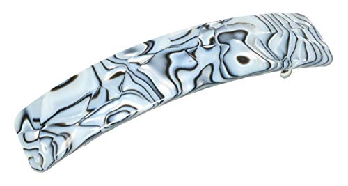 Barrette à cheveux automatique French Amie en celluloïd fait main gris magma