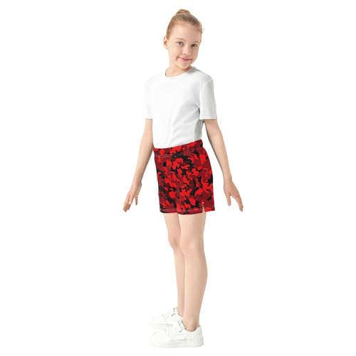Girls Athletic Lounge Shorts Camouflage Irregular Red Black Print Casual Comfy Pajama Teen Summer Clothes, X-Small4