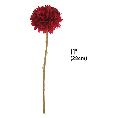 Tinsow 12Pcs Artificial Chrysanthemum Flowers Faux Red Ball Flowers Bouquet For Christmas Home Decoration (12, Red) #TOP1