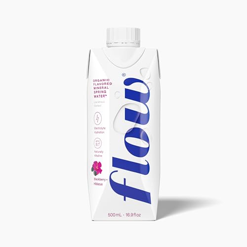 Flow Alkaline Spring Water - Blackberry and Hibiscus Flavored Naturally Alkaline Water With Electrolytes And Essential Minerals - Eco-Friendly Pack, BPA-Free, Non-GMO. 12 Pack of 16.9 FL Bottles
