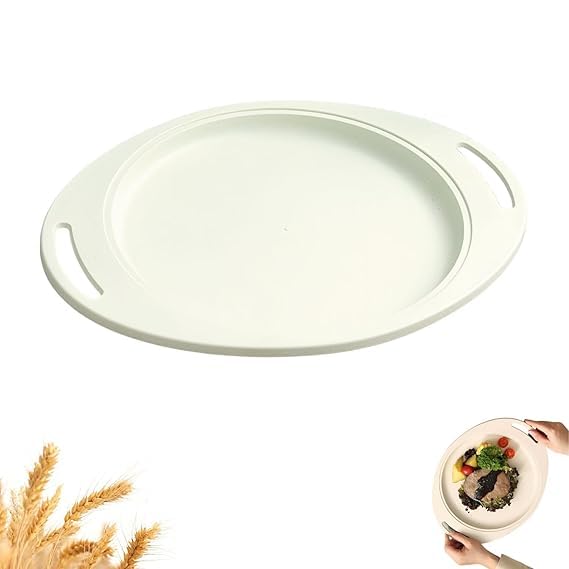 Wheat Straw Serving Trays with Handles, Lightweight, Unbreakable, BPA-Free Platters for Dinner, Snacks, Breakfast, Microwave & Dishwasher Safe Oval Plates for Kitchen, Camping (1, Green)-image-16