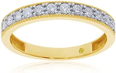 La Joya 1/6 CT TW Certified Lab Created Milgrain Diamond Bands for Women - Solid 10k Yellow Gold Diamond Wedding Rings, Anniversary Bands, Promise Rings And Stackable Bands - Women's Ring Size 4.5