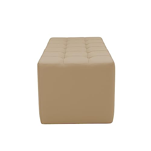 Factory Direct Partners Tufted Rectangle Accent Ottoman Bench; Beautifully Upholstered Furniture for Modern Home, Office, Library or Waiting Area; Seating, Footstool, Table Use - Sand, 14046-SD