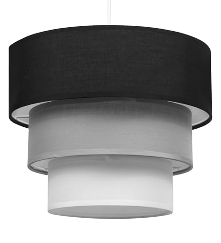 Giggi 3-Tier Fabric Lamp Shade, 30cm Easy-Fit Ceiling Light Shade, Non-Electrical Pendant Lampshades for Ceiling Lights, Lamp Shades for Table Lamps, Floor Lamps, Living Room, Bedroom (Neutral Trio)