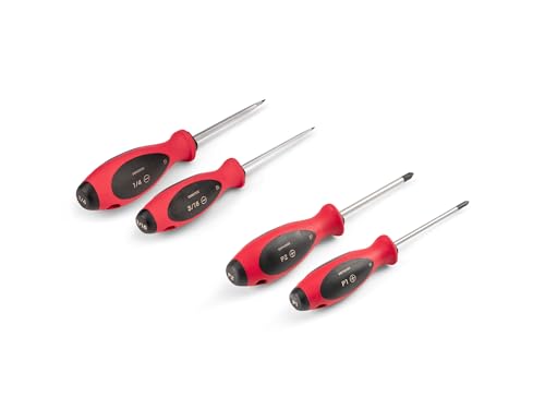 Image of TEKTON Phillips and Slotted Screwdriver Set, 4-Piece | DWZ90002 | 4 Inch Shanks, P1 - P2, 3 /16 - 1 /4 in.