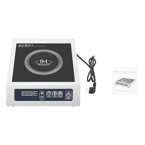 Placa de cocción de inducción de 3500 W, estufa culinaria, vitrocerámica, 10 ajustes de temperatura, apagado automático, ideal para hoteles y restaurantes